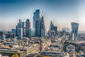 Naklejka na ściany i meble Aerial view with the city skyline of London, England, UK