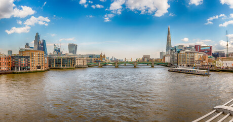 River Thames and city skyline of London, England, UK