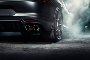 Capturing the essence of automotive emissions, this photo showcases an exhaust pipe emitting subtle smoke. Explore the intersection of technology and environmental impact