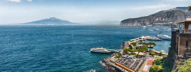 Scenic view of the Bay of Naples from Sorrento, Italy