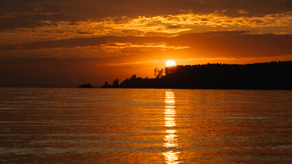 Fototapeta premium Sea and coast view in the evening at sunset. Beautiful view