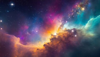 Fototapeta premium Colourful Space Galaxy Cloud Nebula. Starry Night Cosmos. Supernova Background Wallpaper