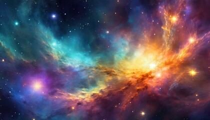Fototapeta premium Colourful Space Galaxy Cloud Nebula. Starry Night Cosmos. Supernova Background Wallpaper