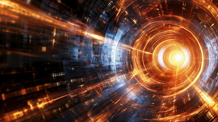 Abstract digital tunnel with a light vortex.