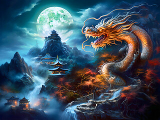 Airbrush Elegance Illustration for the Year of the Dragon - Zodiac Sign