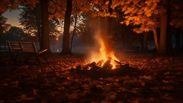 Autumns Embrace Experience the cozy atmosphere of bonfires and burning leaves, captured in all its smoky glory.