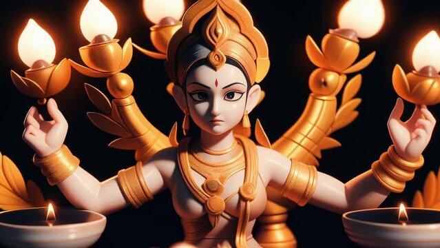 Spiritual Indian God - Brahma background animation. Seamless loop. AI generated