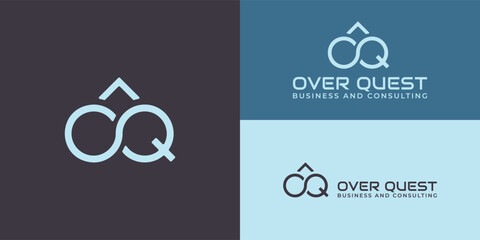 Abstract infinity letter OQ or QO logo in blue color presented with multiple background colors. The logo is also suitable for internet business, technology, and consulting company logo design template