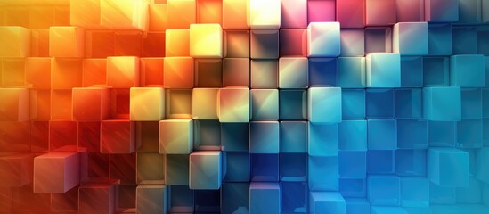 Abstract background with shiny cubes and blurred colored gradients