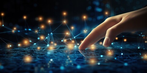 Hands touching the big data structure, Digital data network connections, Data transformation, Digital transformation conceptual for next generation technology era, AI, Machine learning