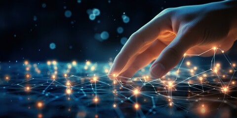 Hands touching the big data structure, Digital data network connections, Data transformation, Digital transformation conceptual for next generation technology era, AI, Machine learning