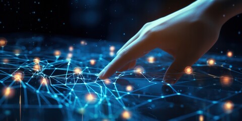 Hands touching the big data structure, Digital data network connections, Data transformation, Digital transformation conceptual for next generation technology era, AI, Machine learning