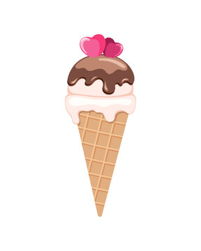 Ice cream for Valentine's Day. Color vector image.