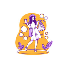 Woman Shopping - Flat Design