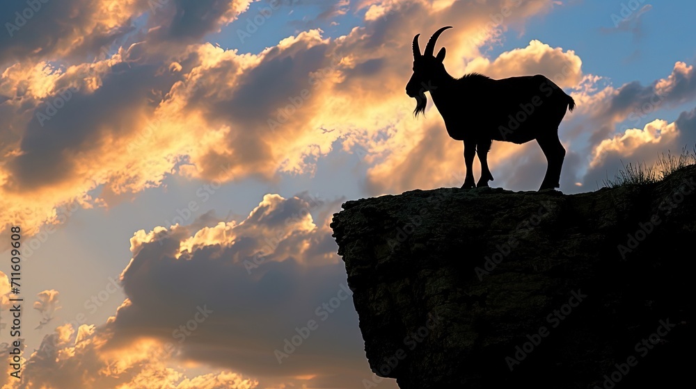 Poster mountain goat silhouette