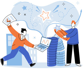 Partnership. Vector illustration. Effective communication ensures smooth partnership management Collaboration and cooperation create supportive work environment The partnership metaphor highlights