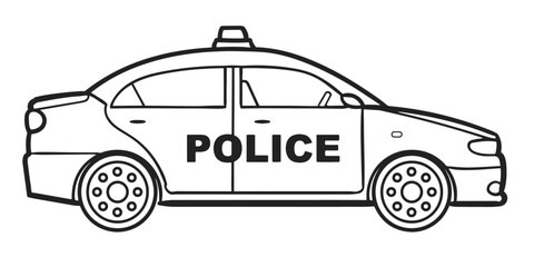 police car vector illustrations. Simple Design Outline Style. You can give color you like. © Nurul