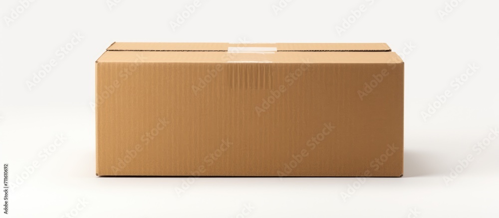 Wall mural big cardboard box ready to send on white background