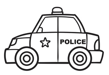police car vector illustrations. Simple Design Outline Style. You can give color you like.