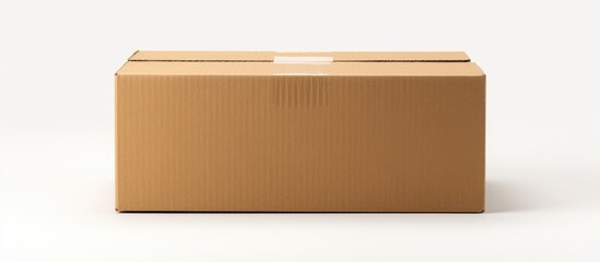 big cardboard box ready to send on white background - obrazy, fototapety, plakaty