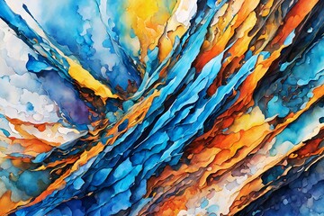 Masterpiece Bursting With Vibrant Vivid Chroma Colors, Gradients of Blue (JPG 300Dpi 10800x7200)