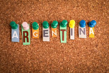 ARGENTINA. Letters pinned to a cork notice board