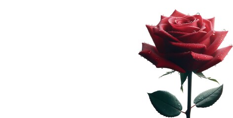 single rose on an isolated white background, generative Ai
