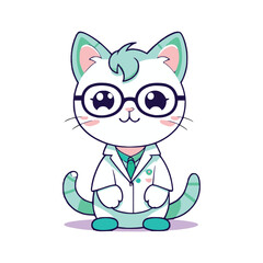 Doctor cat cute antropomorphic vector EPS