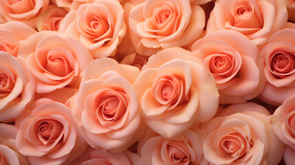 Color of the year 2024 - Peach Fuzz. Roses are the color of peach fluff. Floral background