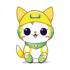 Pilot cat cute antropomorphic vector EPS