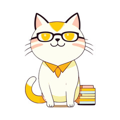 Teacher cat cute antropomorphic vector EPS