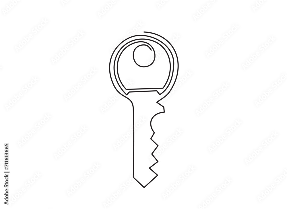 Poster key line background. one continuous line drawing of key. vector illustration. key line icon.