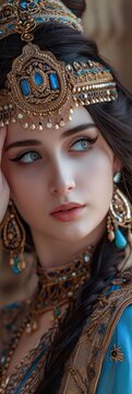 Woman in the Goddess Ancient Persian Empire Beauty Style - Beautiful Goddess Girl Background created with Generative AI Technology