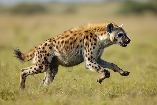 Hyene Running In Savana