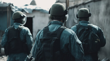 Obraz premium a medical team in a military conflict zone, demonstrating their courage and unwavering commitment to saving lives amidst perilous and unpredictable circumstances