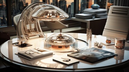  A Futuristic Minimalist Office Space with Cutting-edge Connectivity - AI Generative