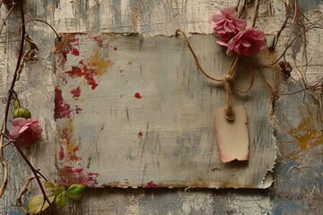 canvas pinned to a weathered wooden
