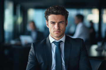 Fototapeta premium Portrair of smiling successful confident person working in office made with generative AI