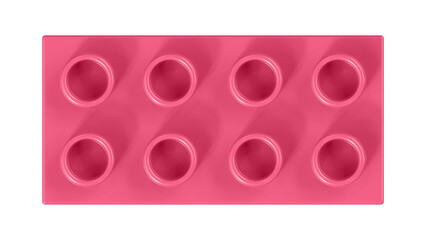 Camellia Rose Lego Block Isolated on a White Background. Close Up View of a Plastic Children Game Brick for Constructors, Top View. High Quality 3D Rendering with a Work Path. 8K Ultra HD, 7680x4320