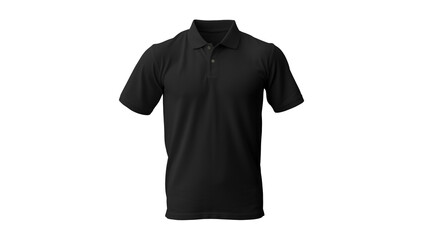 Black polo shirt mockup cut out. Front polo shirt on transparent background