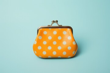 One yellow coin bag on blue background.