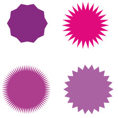 Set of vector starburst, sunburst badges. Simple flat style Vintage labels. Design elements. Colored stickers. A collection of different types and colors icon. eps 10