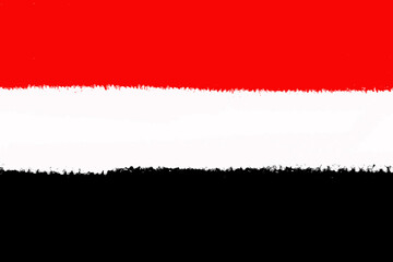 The flag of Yemen painted with a brush in a graphics program.