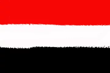 Foto op Plexiglas The flag of Yemen painted with a brush in a graphics program. © Szymon Bartosz