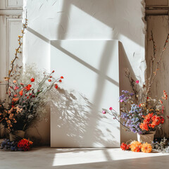 wedding signage mockup with flowers in background