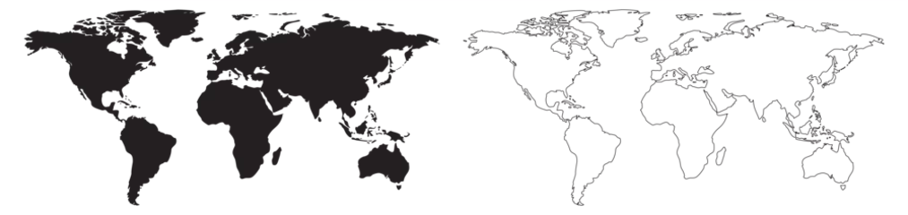 Fotobehang World map on isolated background. Blank outline map of World. Similar black world map for infographic. Vector illustration. © David