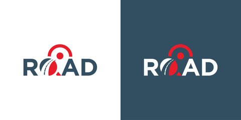 road map logo design template, location points and route map icon vector illustration. road logo in wordmark style	