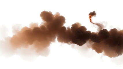 Brown fire flame smoke cloud texture isolated on white background