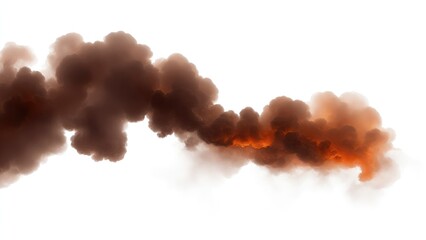 Brown fire flame smoke cloud texture isolated on white background