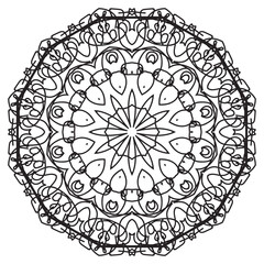 Flower Mandala. Vintage decorative elements. Oriental pattern, vector illustration. Islam, Arabic, Indian, moroccan,spain,  turkish, pakistan, chinese, mystic, ottoman motifs. Coloring book page